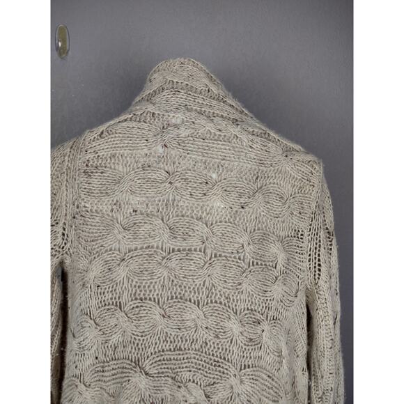 Anthropologie Sleeping On Snow Wool Blend Open Front Cardigan Beige Size Medium - Picture 8 of 11